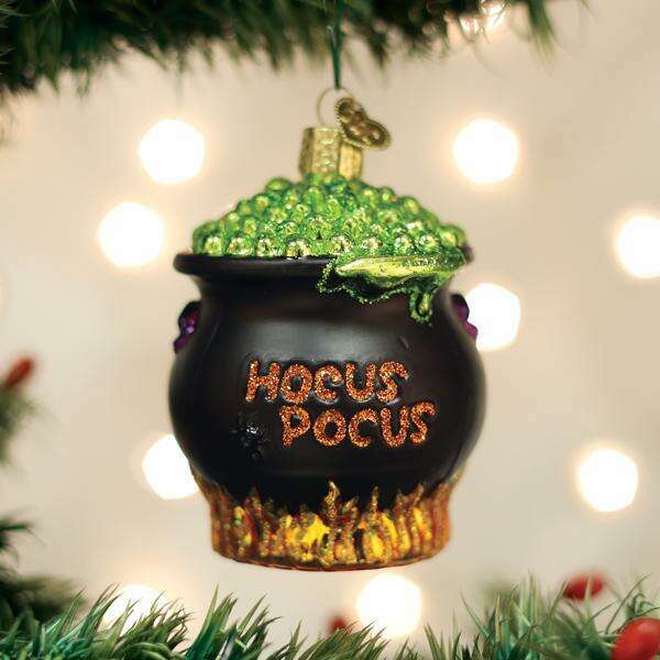 Old World Christmas Halloween Cauldron Blown Glass Ornament
