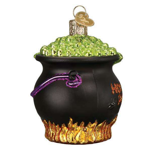 Old World Christmas Halloween Cauldron Blown Glass Ornament
