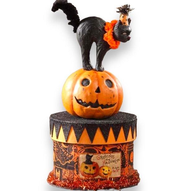 Halloween Party Cat On Vintage Style Box Container by Bethany Lowe - Quirks!