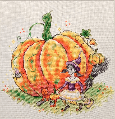 Halloween Pumpkin and Witch SP-06 Counted Cross-Stitch Kit