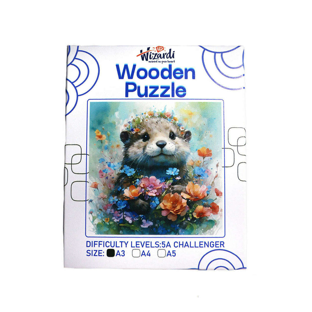 Hamster and Flowers - Jigsaw Wooden Puzzle by Wizardi F07N9-9
