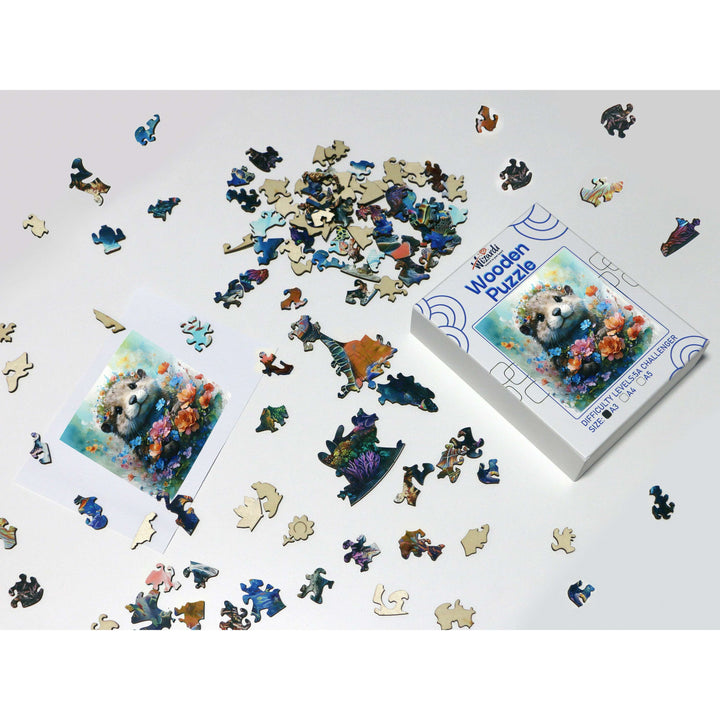 Hamster and Flowers - Jigsaw Wooden Puzzle by Wizardi F07N9-9