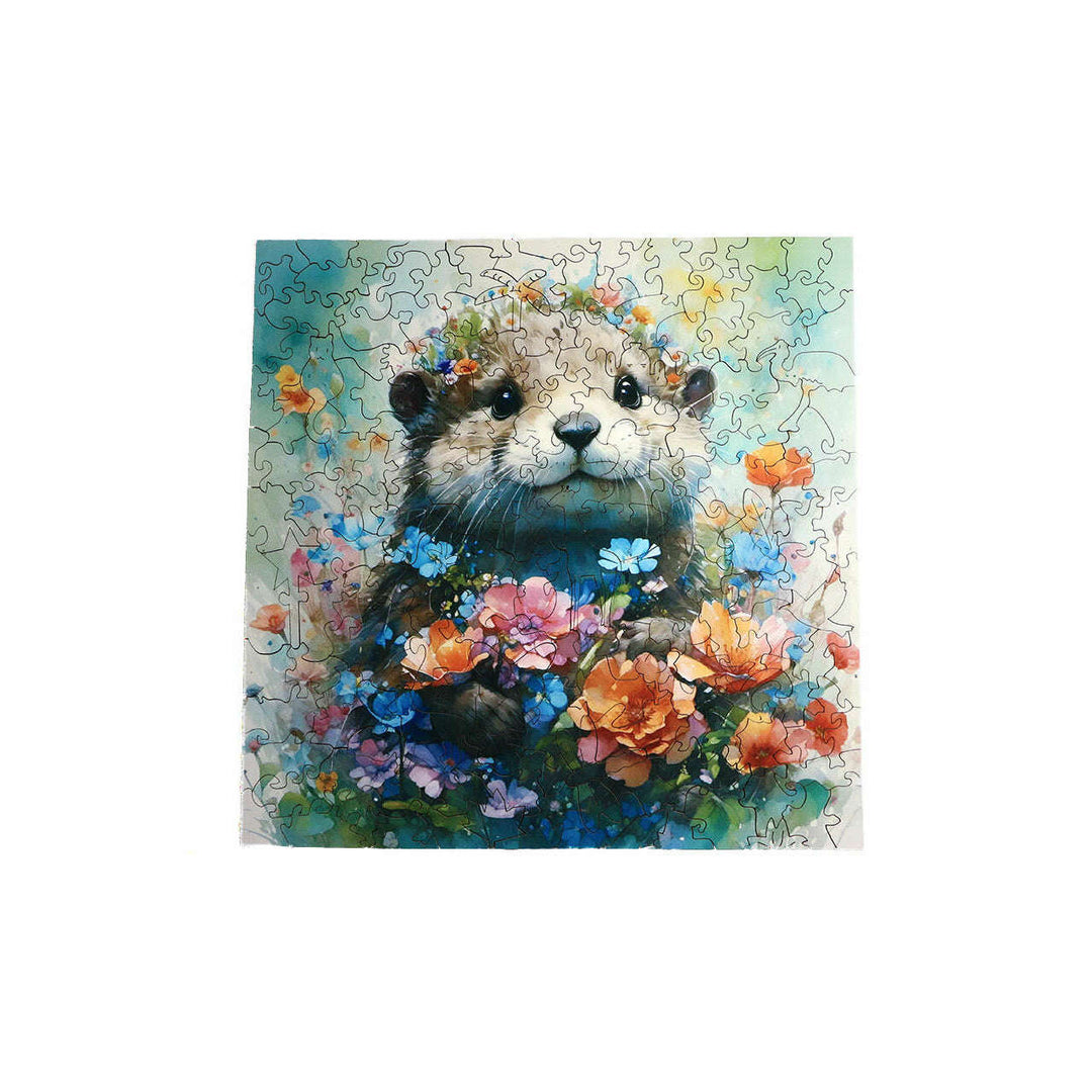 Hamster and Flowers - Jigsaw Wooden Puzzle by Wizardi F07N9-9