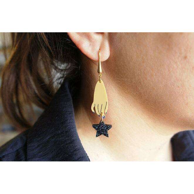 Hand and Moon Earrings by LaliBlue - Quirks!
