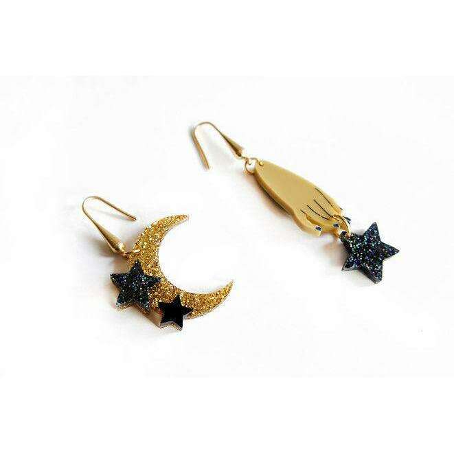 Hand and Moon Earrings by LaliBlue - Quirks!