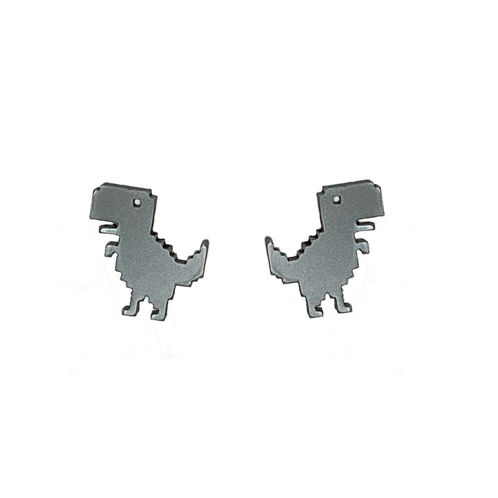 Last Chance! My Internet's Out! 8-Bit Dinosaur Earrings