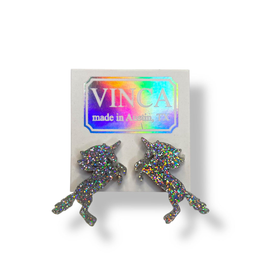 LAST CHANCE! Unicorn Earrings in Glitter Hologram