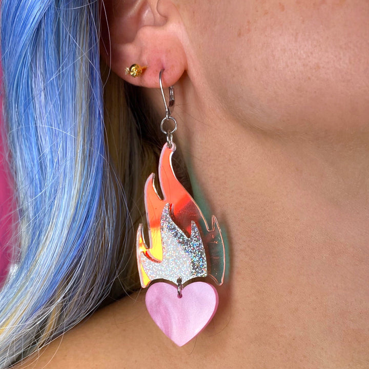 Last Chance! Love A La Flambe Dangle Earrings in Dreamy Pink