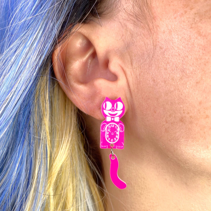 Kitten CLAW-K Officially Licensed Kit-Cat Klock® Earrings in Pink