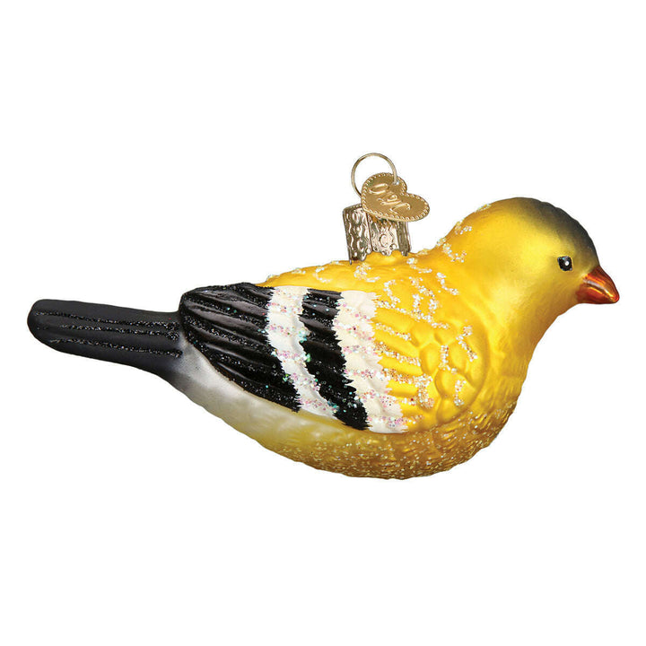 Old World Christmas Hanging American Goldfinch Blown Glass Ornament