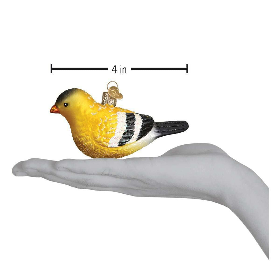 Old World Christmas Hanging American Goldfinch Blown Glass Ornament