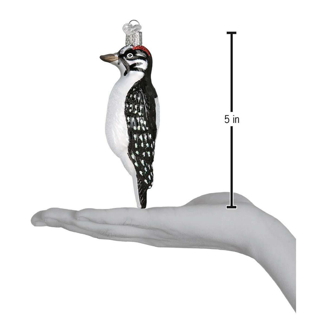 Old World Christmas Hanging Hairy Woodpecker Blown Glass Ornament