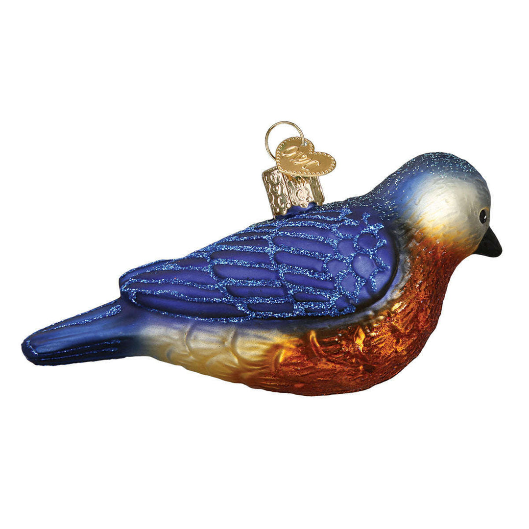 Old World Christmas Hanging Western Bluebird Blown Glass Ornament