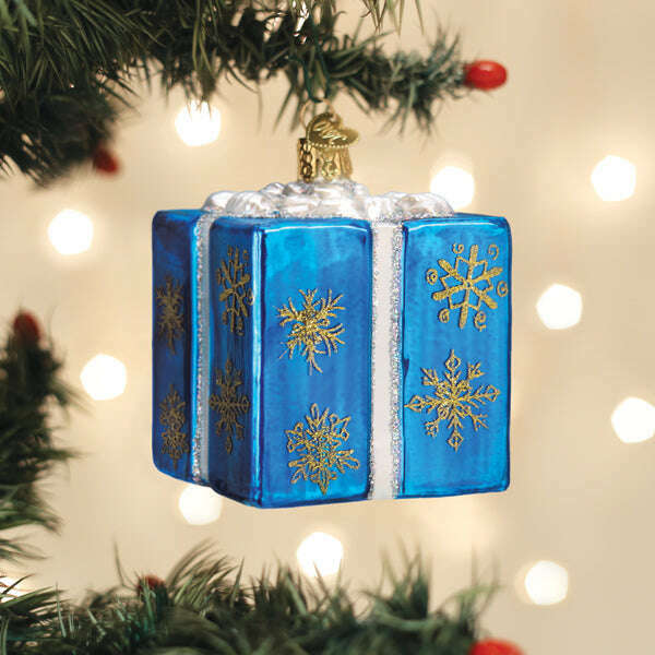 Old World Christmas Hanukkah Gift Box Blown Glass Ornament