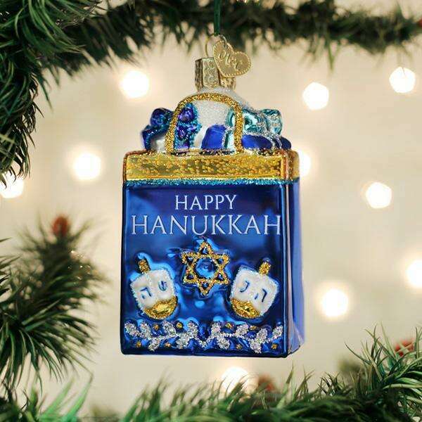 Old World Christmas Happy Hanukkah Blown Glass Ornament