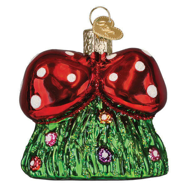 Old World Christmas Happy Mushrooms Blown Glass Ornament