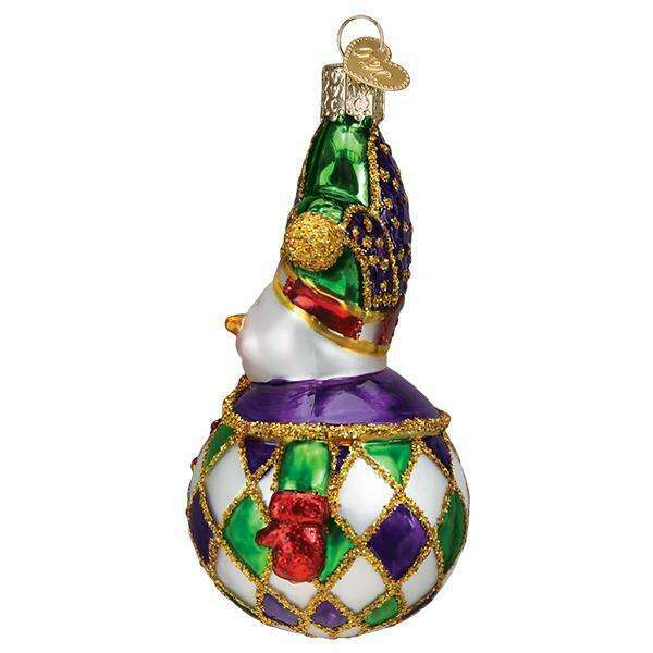 Old World Christmas Harlequin Snowman Blown Glass Ornament