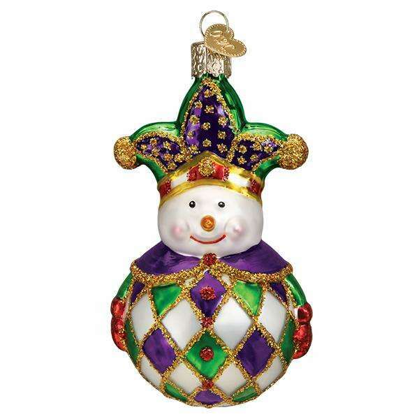 Old World Christmas Harlequin Snowman Blown Glass Ornament