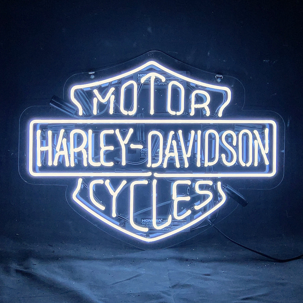 White Harley Davidson Motorcycle Neon Signs Light