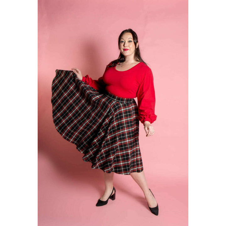 Haute Circle Skirt - Flannel, Black Plaid