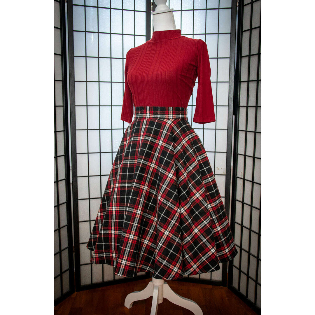 Haute Circle Skirt - Flannel, Black Plaid