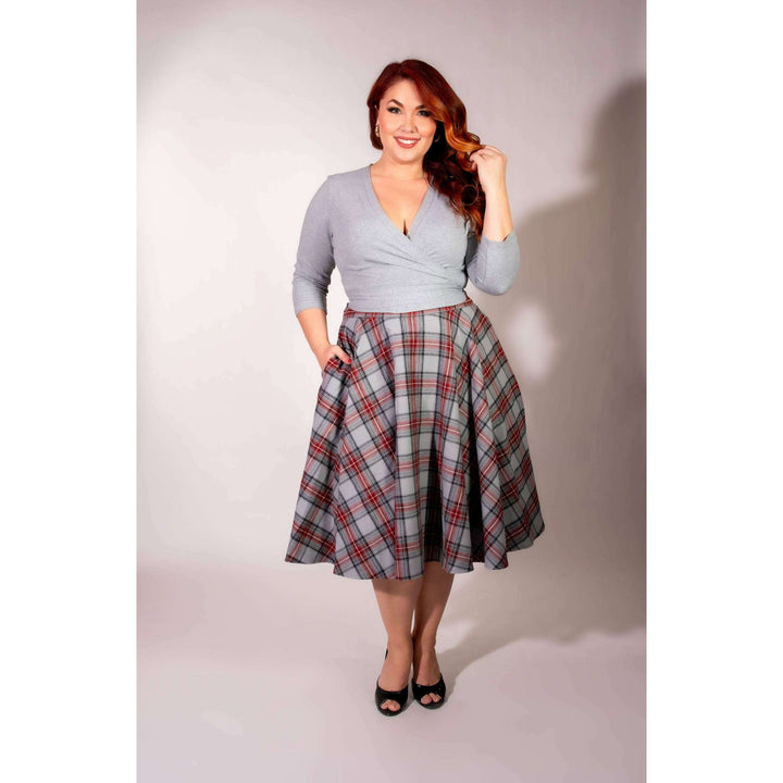 Haute Circle Skirt - Flannel, Grey Plaid
