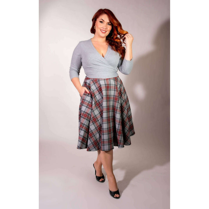 Haute Circle Skirt - Flannel, Grey Plaid