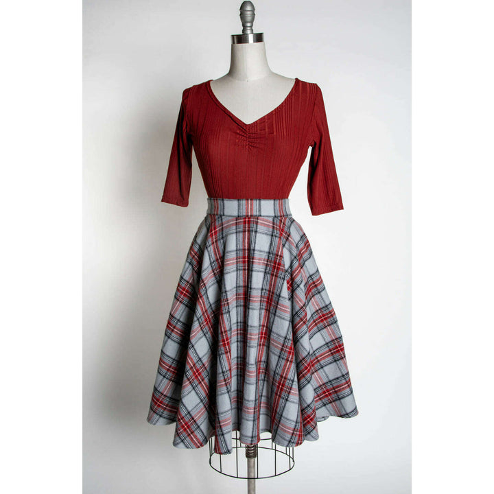 Haute Circle Skirt - Flannel, Grey Plaid