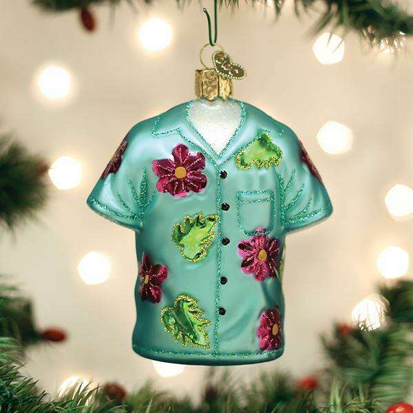 Old World Christmas Hawaiian Shirt Blown Glass Ornament