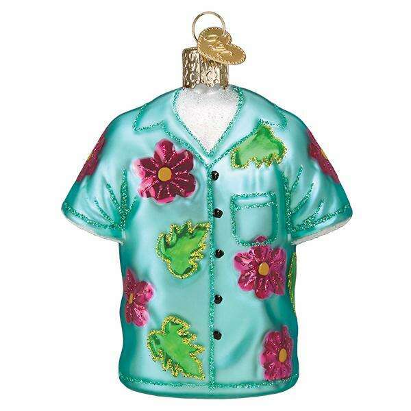 Old World Christmas Hawaiian Shirt Blown Glass Ornament