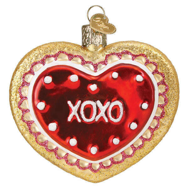 Old World Christmas Heart Cookie Blown Glass Ornament