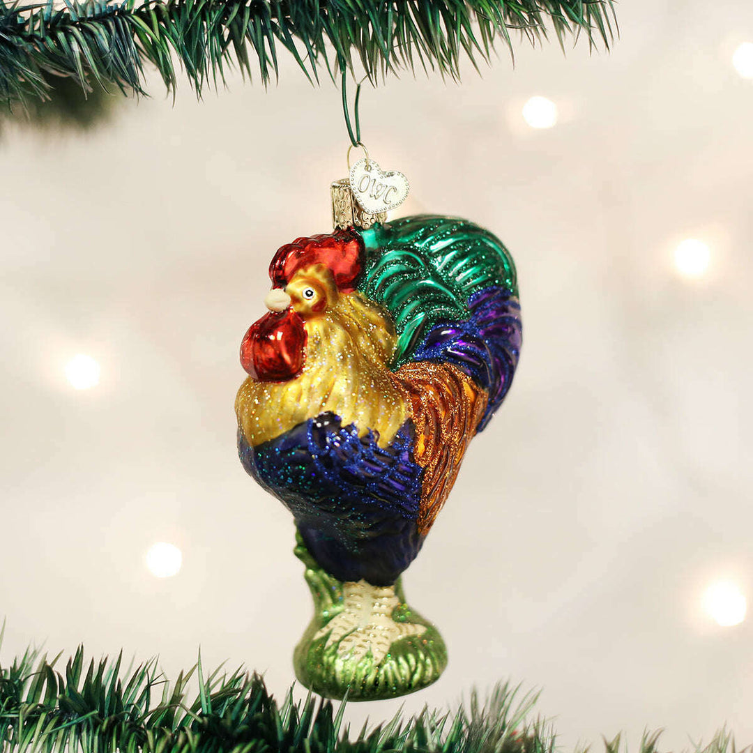 Old World Christmas Heirloom Rooster Blown Glass Ornament
