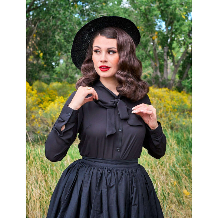 Helen Retro Blouse in Black