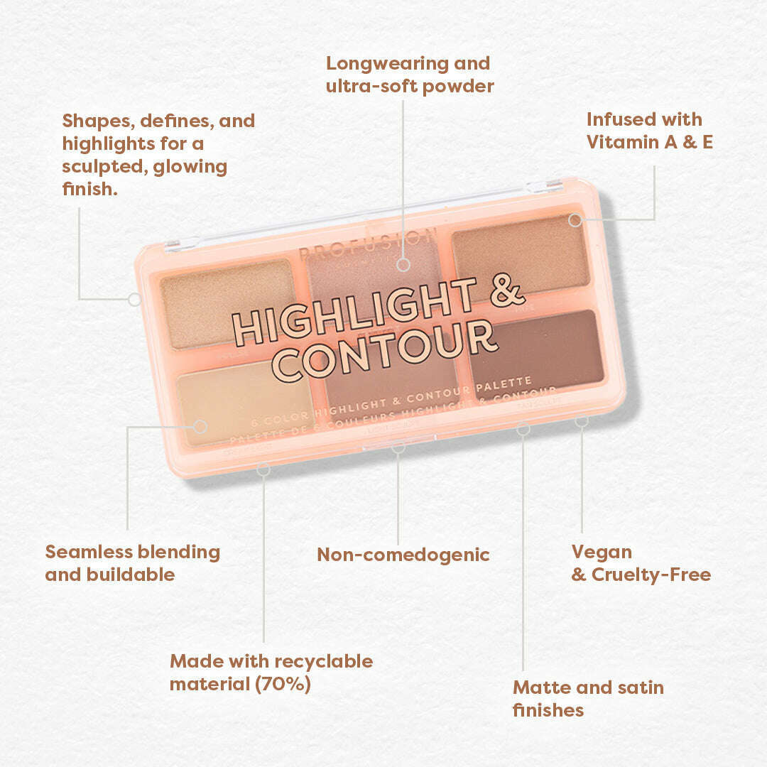 Highlight & Contour 6 Shade Face Palette