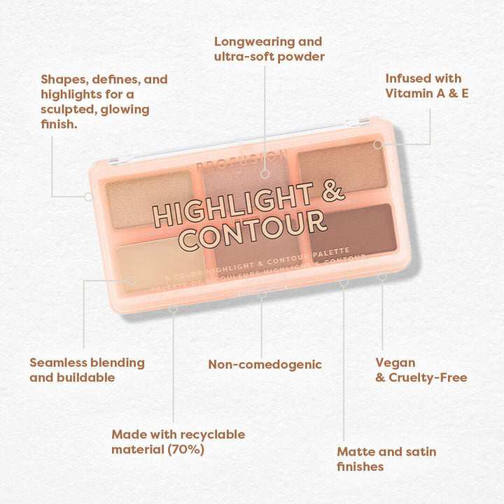 Highlight & Contour 6 Shade Face Palette