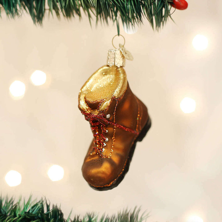 Old World Christmas Hiking Boot Blown Glass Ornament
