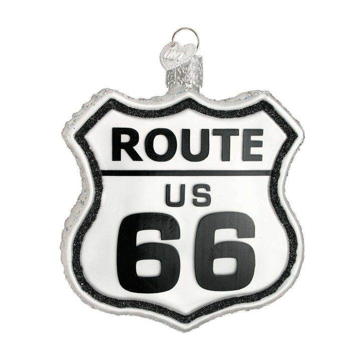Old World Christmas Historic Route Sign Blown Glass Ornament