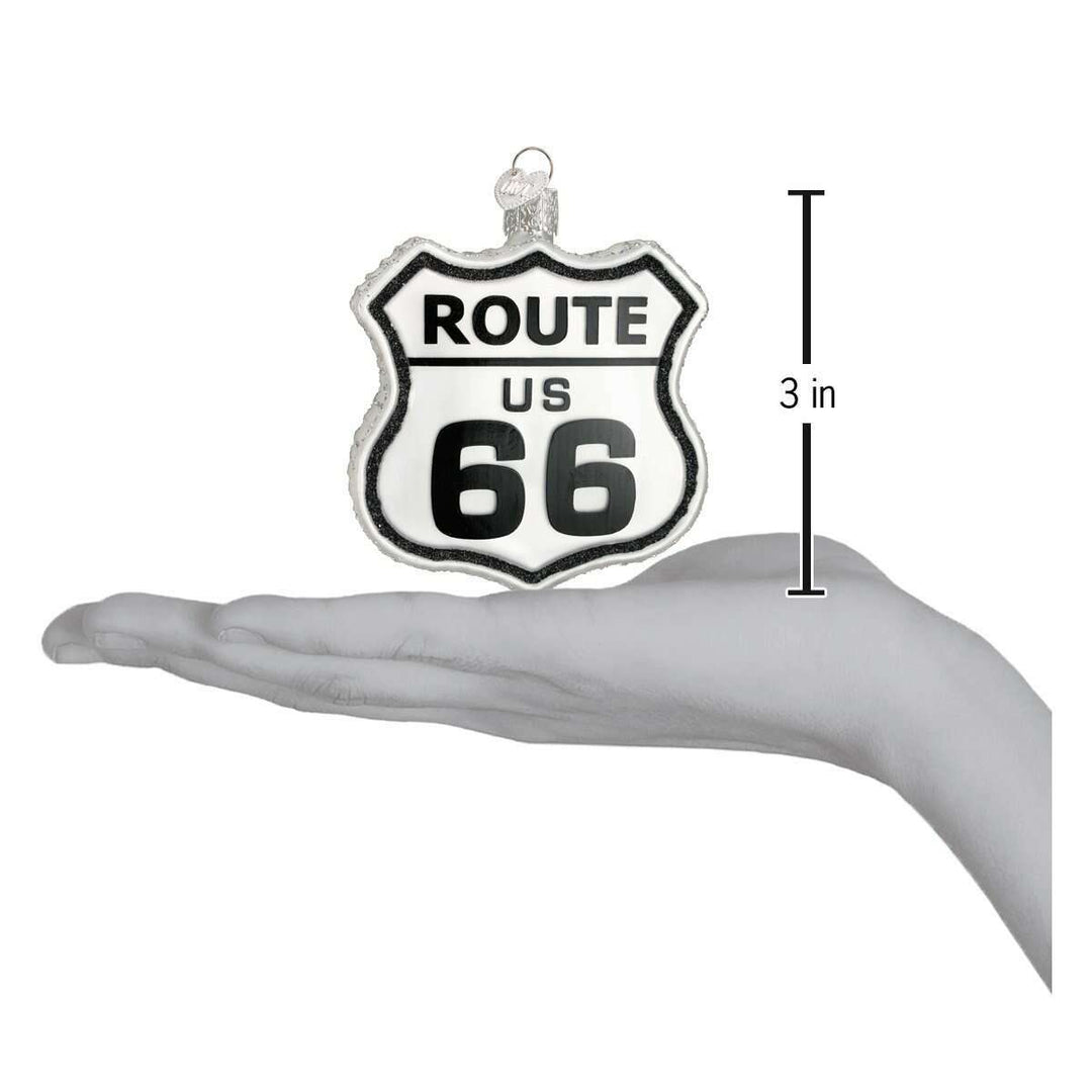 Old World Christmas Historic Route Sign Blown Glass Ornament