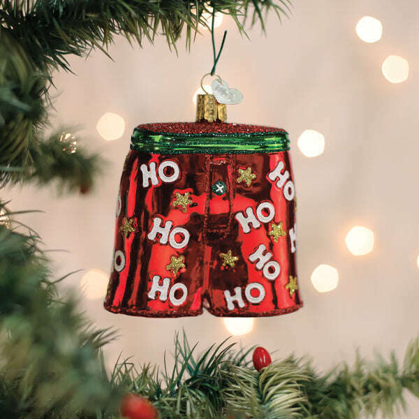 Old World Christmas Holiday Boxer Shorts Blown Glass Ornament