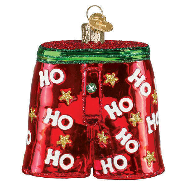 Old World Christmas Holiday Boxer Shorts Blown Glass Ornament