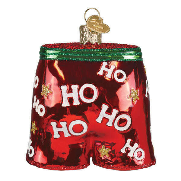 Old World Christmas Holiday Boxer Shorts Blown Glass Ornament