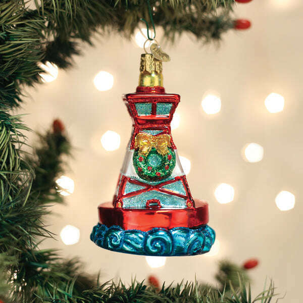 Old World Christmas Holiday Buoy Blown Glass Ornament