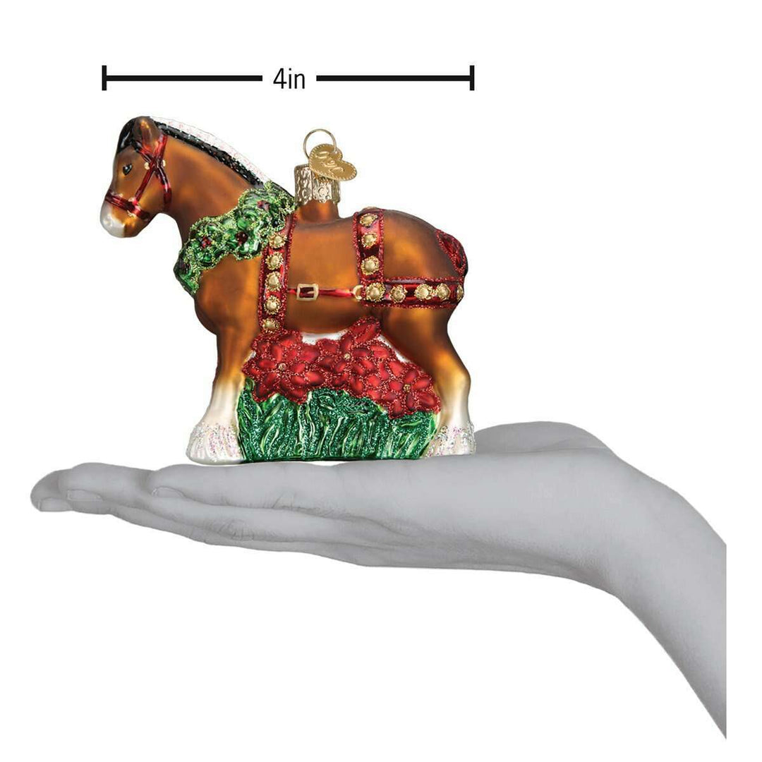 Old World Christmas Holiday Clydesdale Blown Glass Ornament
