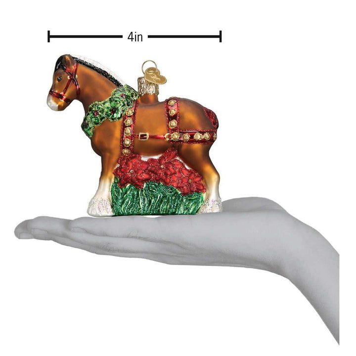Old World Christmas Holiday Clydesdale Blown Glass Ornament