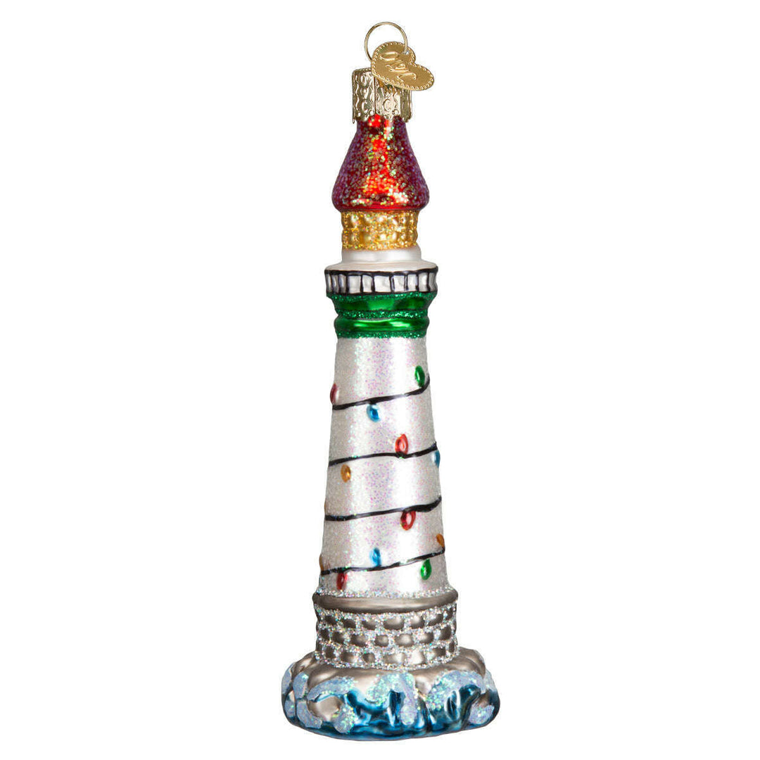 Old World Christmas Holiday Lighthouse Blown Glass Ornament