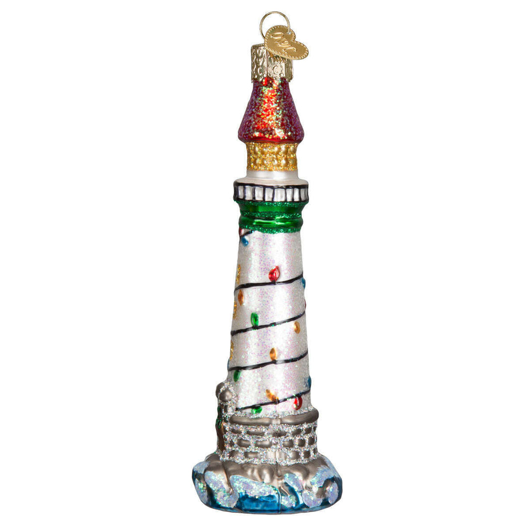 Old World Christmas Holiday Lighthouse Blown Glass Ornament