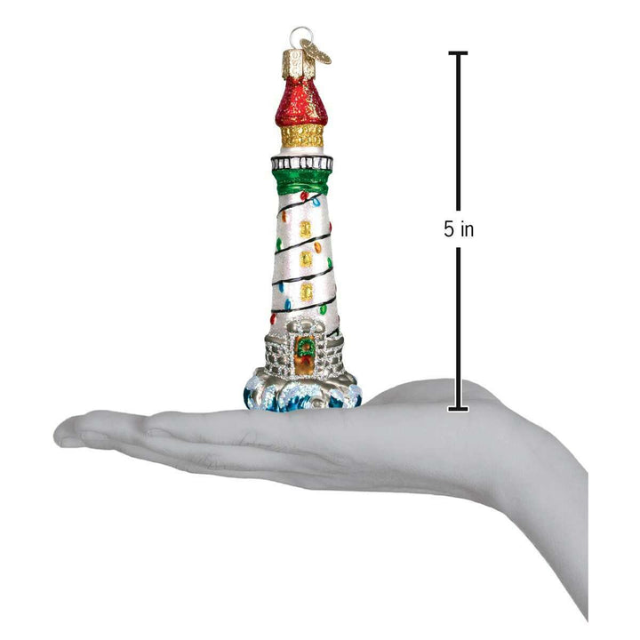 Old World Christmas Holiday Lighthouse Blown Glass Ornament