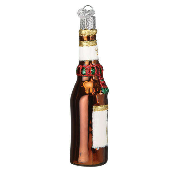 Old World Christmas Holiday Miller Lite Bottle Blown Glass Ornament