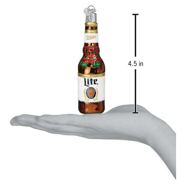 Old World Christmas Holiday Miller Lite Bottle Blown Glass Ornament