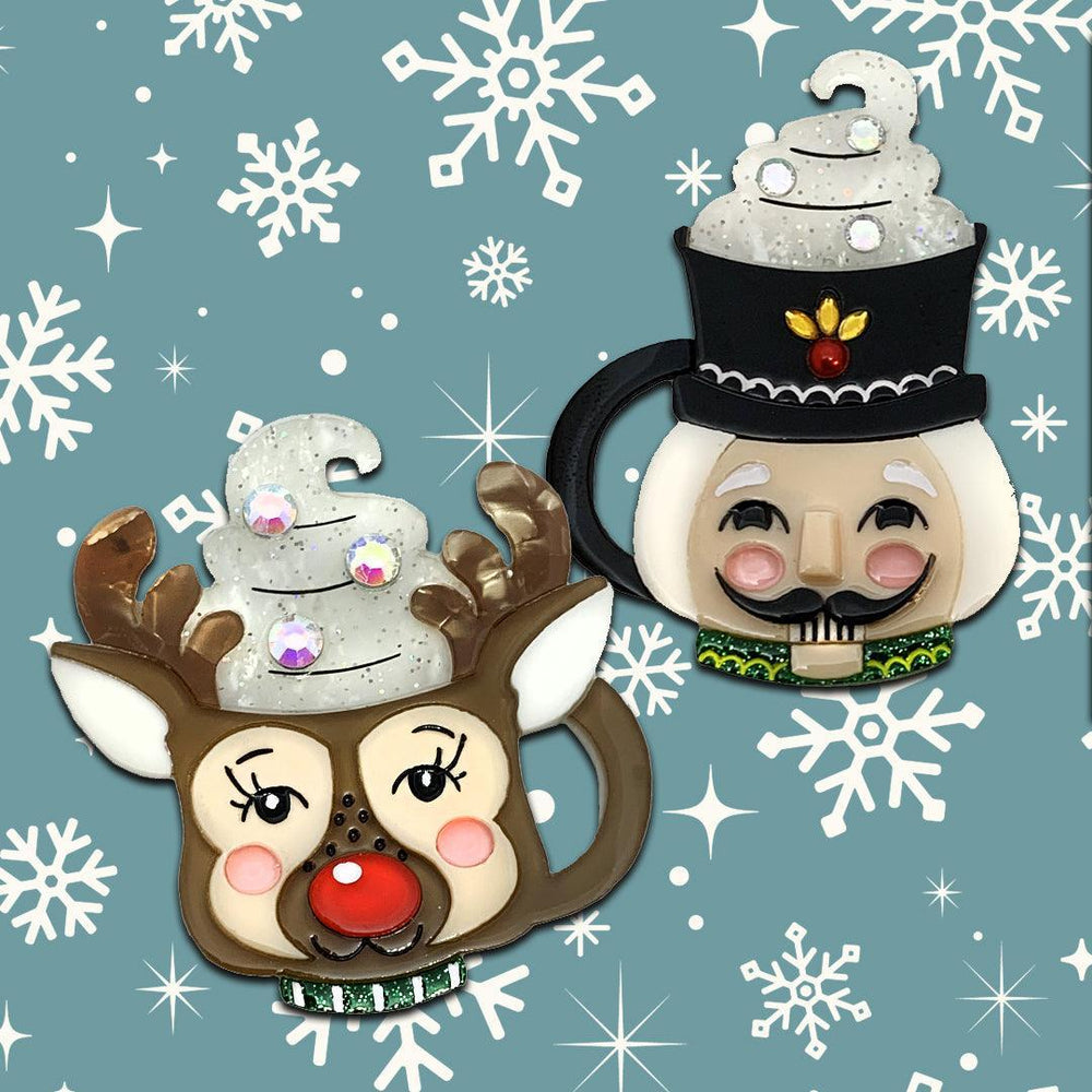 Holiday Mini Mug Brooch Set by Lipstick & Chrome - Quirks!